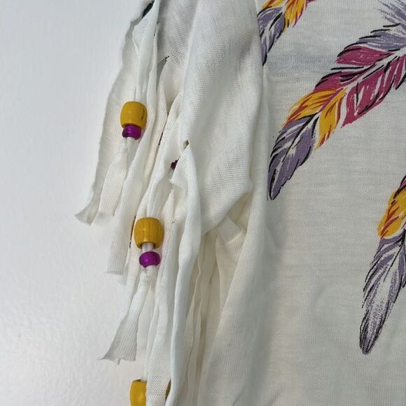 VINTAGE FEATHER PRINT BEADED TOP SMALL - Picture 8 of 9